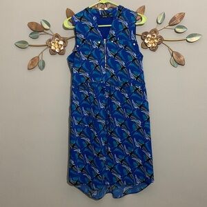 Apt. 9 Blue Black Bird Print Sleeveless Dress Size Small